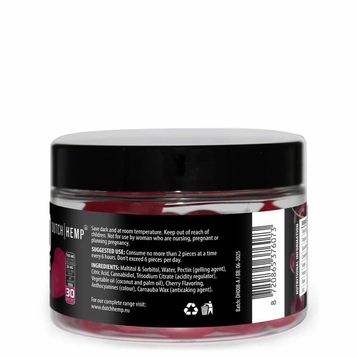 Dutch Hemp - CBD Gummies Full Spectrum 25mg Cherry – Vegan + Sugar Free 4 Dutch Hemp - CBD Gummies Full Spectrum 25mg Cherry – Vegan + Sugar Free - Afbeelding 2