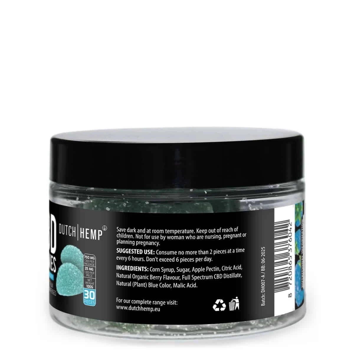 Dutch Hemp - CBD Gummies Full Spectrum 25mg Blue - Raspberry – Vegan + Sugar Free 4 Dutch Hemp - CBD Gummies Full Spectrum 25mg Blue - Raspberry – Vegan + Sugar Free - Afbeelding 2